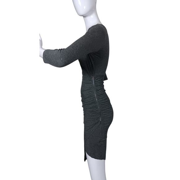 ANGL Bodycon Assymetrical Dress Size Small Wrap Zipper Pullover 3/4 Sleeve - Picture 4 of 12